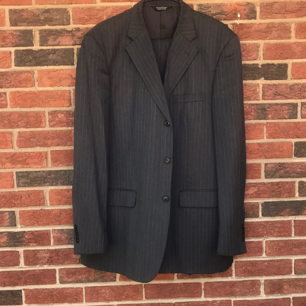 Dark Grey and Silver Pinstriped Suit 2PC